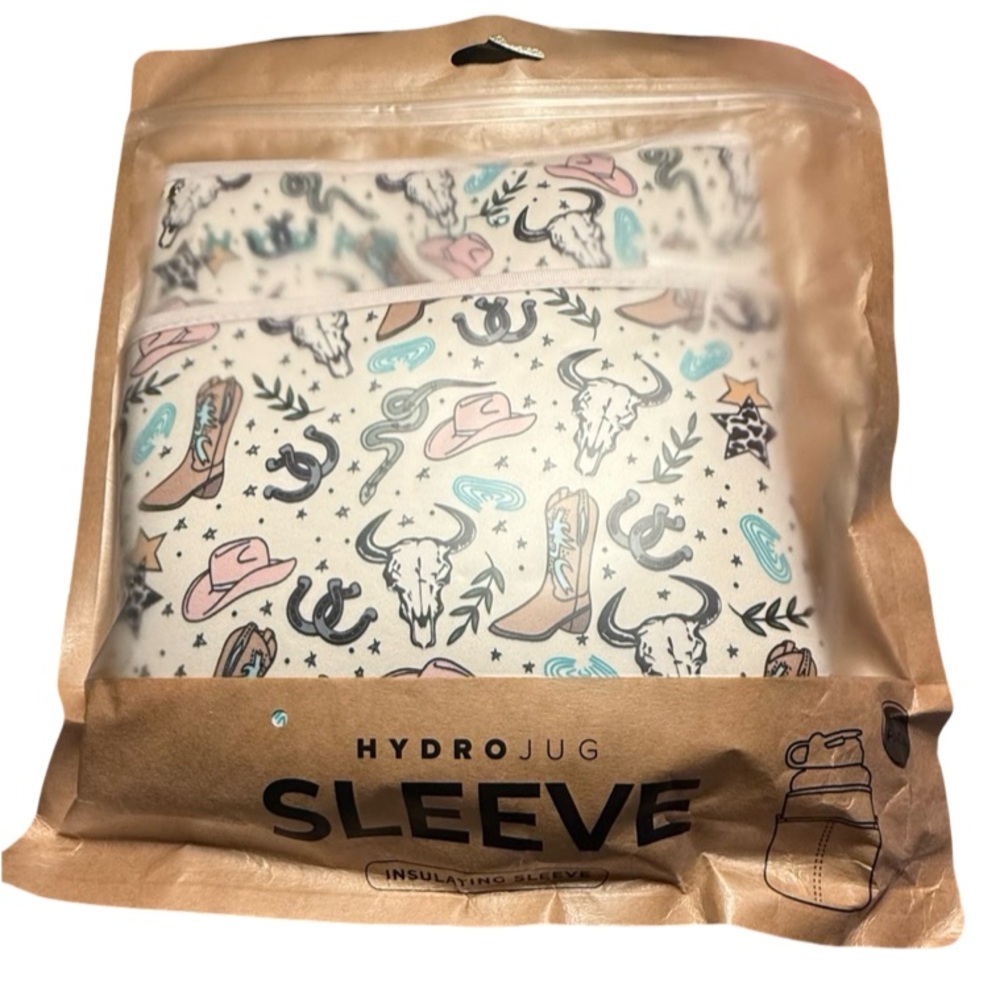 HydroJug Insulating Sleeve - White with Pink, Teal & Black Western Print